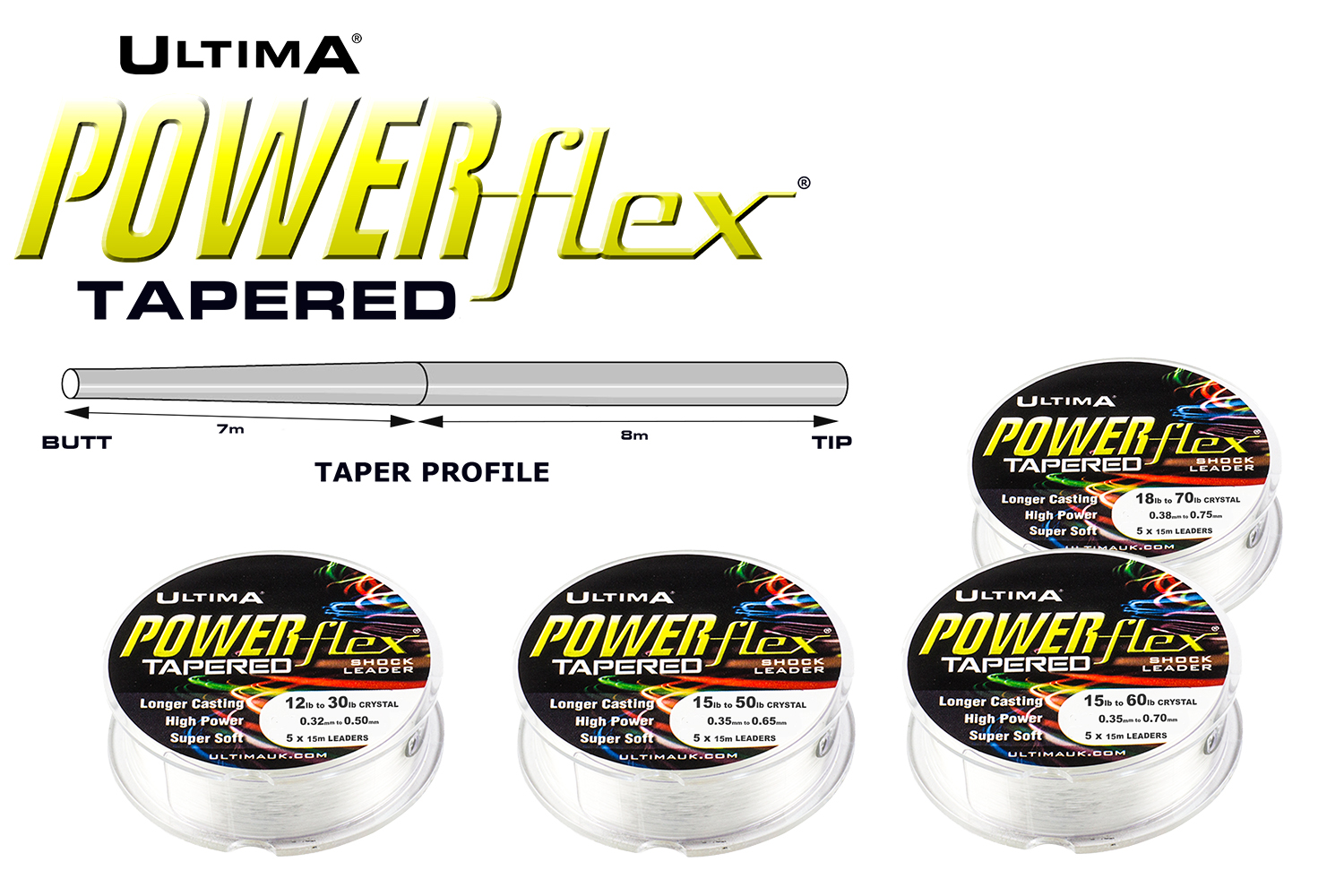 Ultima Powerflex Tapered Vorfach - Konisches Vorfach 18-70lb Clear